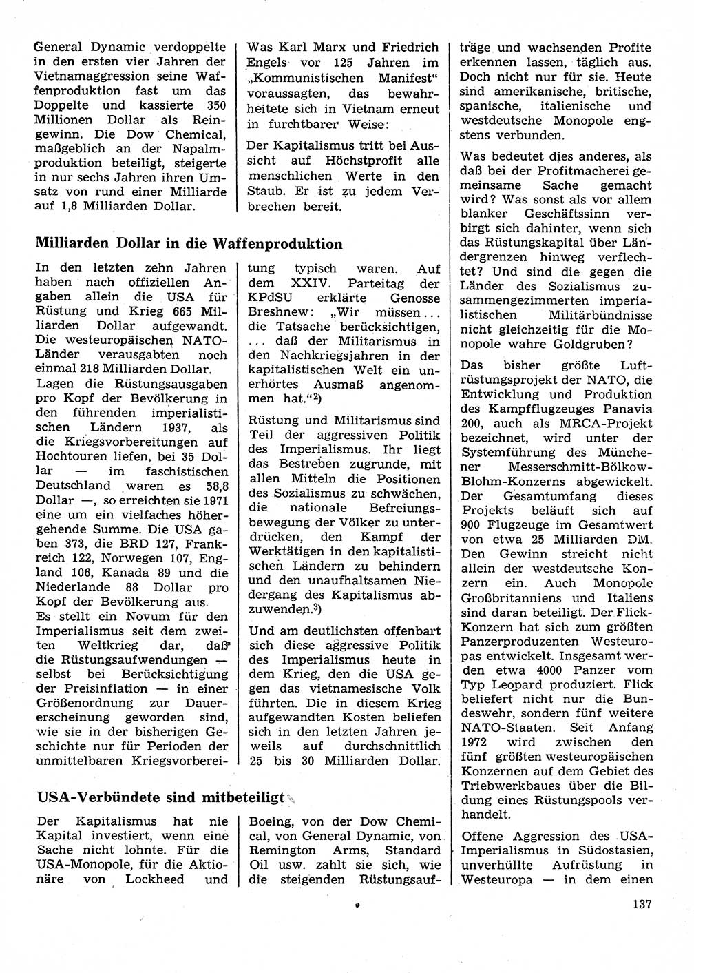 Neuer Weg (NW), Organ des Zentralkomitees (ZK) der SED (Sozialistische Einheitspartei Deutschlands) für Fragen des Parteilebens, 28. Jahrgang [Deutsche Demokratische Republik (DDR)] 1973, Seite 137 (NW ZK SED DDR 1973, S. 137)
