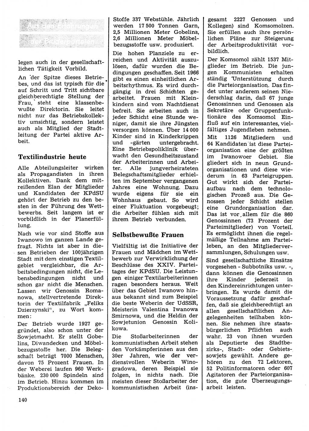 Neuer Weg (NW), Organ des Zentralkomitees (ZK) der SED (Sozialistische Einheitspartei Deutschlands) für Fragen des Parteilebens, 28. Jahrgang [Deutsche Demokratische Republik (DDR)] 1973, Seite 140 (NW ZK SED DDR 1973, S. 140)