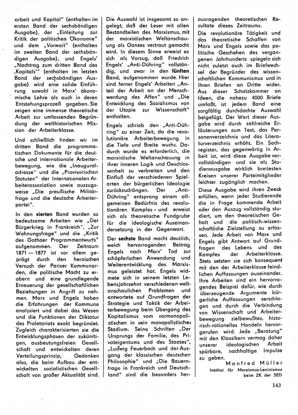 Neuer Weg (NW), Organ des Zentralkomitees (ZK) der SED (Sozialistische Einheitspartei Deutschlands) für Fragen des Parteilebens, 28. Jahrgang [Deutsche Demokratische Republik (DDR)] 1973, Seite 143 (NW ZK SED DDR 1973, S. 143)