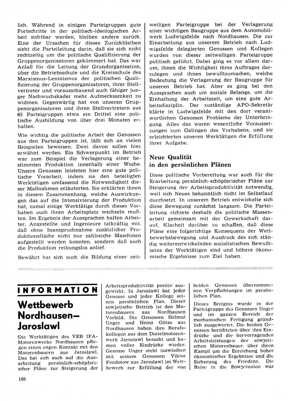 Neuer Weg (NW), Organ des Zentralkomitees (ZK) der SED (Sozialistische Einheitspartei Deutschlands) für Fragen des Parteilebens, 28. Jahrgang [Deutsche Demokratische Republik (DDR)] 1973, Seite 160 (NW ZK SED DDR 1973, S. 160)