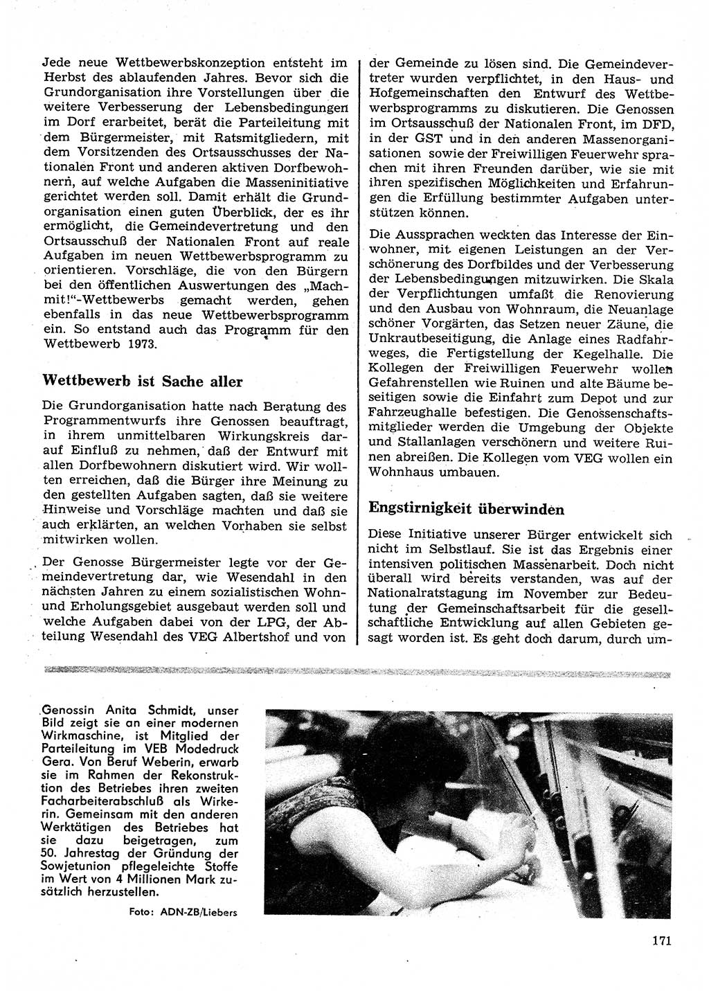 Neuer Weg (NW), Organ des Zentralkomitees (ZK) der SED (Sozialistische Einheitspartei Deutschlands) für Fragen des Parteilebens, 28. Jahrgang [Deutsche Demokratische Republik (DDR)] 1973, Seite 171 (NW ZK SED DDR 1973, S. 171)