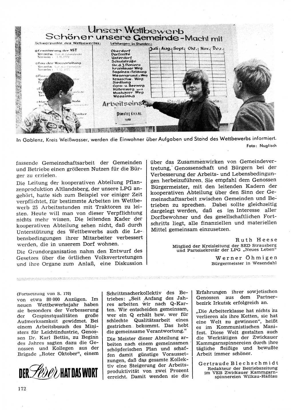 Neuer Weg (NW), Organ des Zentralkomitees (ZK) der SED (Sozialistische Einheitspartei Deutschlands) für Fragen des Parteilebens, 28. Jahrgang [Deutsche Demokratische Republik (DDR)] 1973, Seite 172 (NW ZK SED DDR 1973, S. 172)
