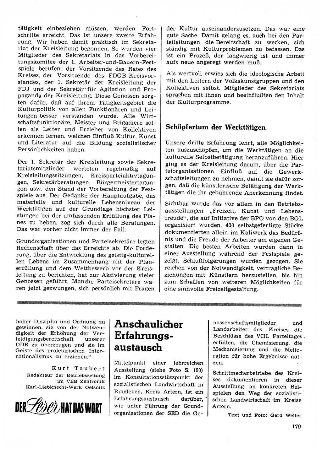 Neuer Weg (NW), Organ des Zentralkomitees (ZK) der SED (Sozialistische Einheitspartei Deutschlands) für Fragen des Parteilebens, 28. Jahrgang [Deutsche Demokratische Republik (DDR)] 1973, Seite 179 (NW ZK SED DDR 1973, S. 179)