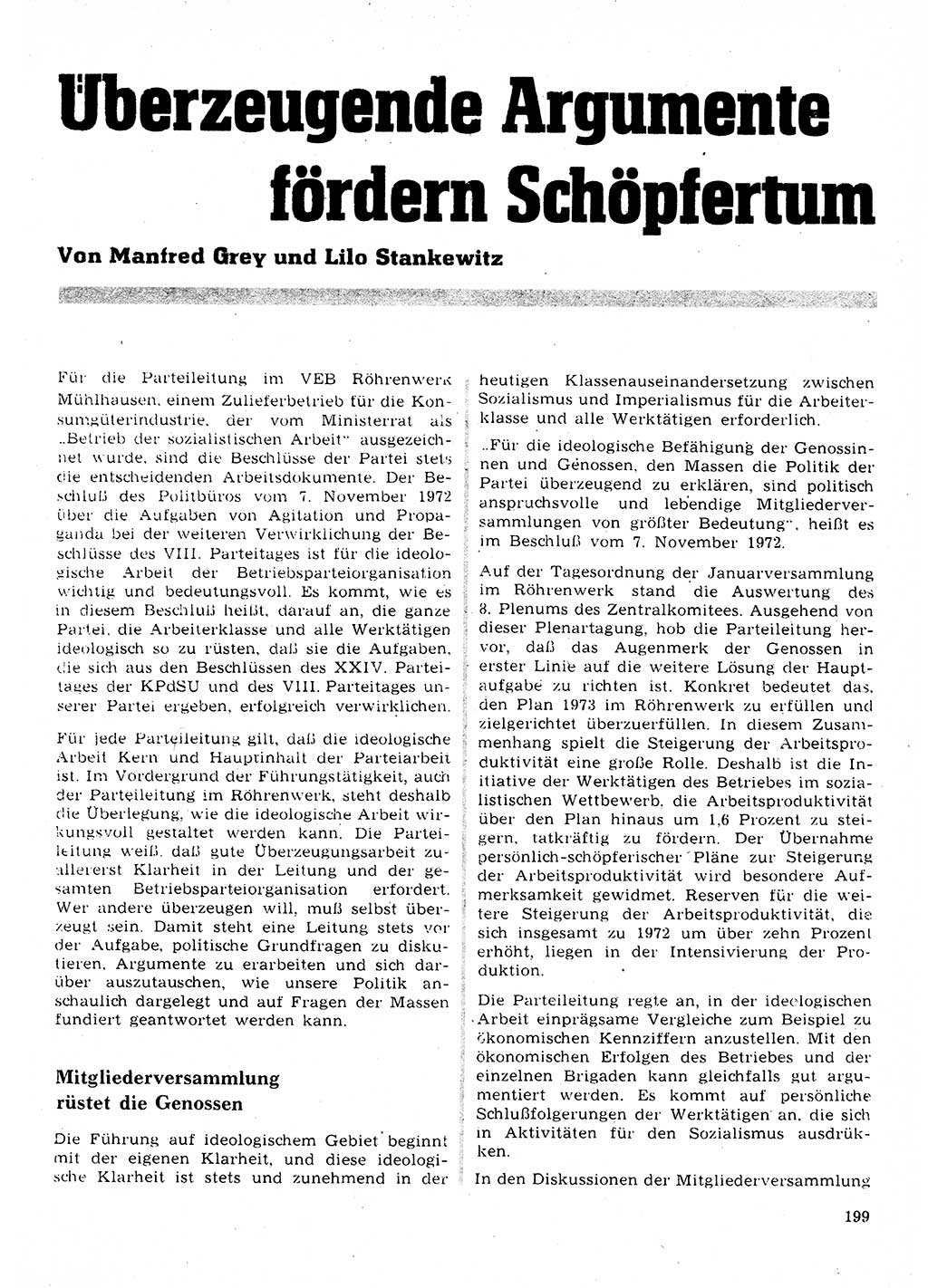Neuer Weg (NW), Organ des Zentralkomitees (ZK) der SED (Sozialistische Einheitspartei Deutschlands) für Fragen des Parteilebens, 28. Jahrgang [Deutsche Demokratische Republik (DDR)] 1973, Seite 199 (NW ZK SED DDR 1973, S. 199)