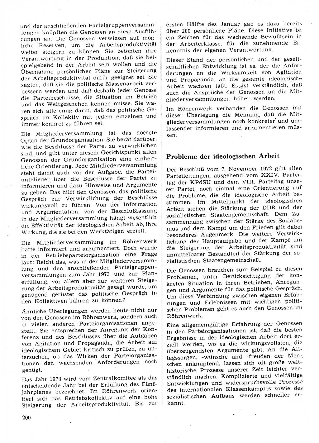 Neuer Weg (NW), Organ des Zentralkomitees (ZK) der SED (Sozialistische Einheitspartei Deutschlands) für Fragen des Parteilebens, 28. Jahrgang [Deutsche Demokratische Republik (DDR)] 1973, Seite 200 (NW ZK SED DDR 1973, S. 200)