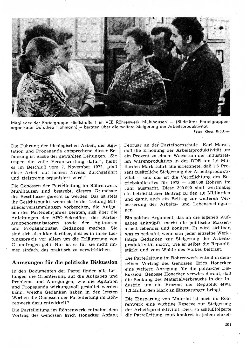 Neuer Weg (NW), Organ des Zentralkomitees (ZK) der SED (Sozialistische Einheitspartei Deutschlands) für Fragen des Parteilebens, 28. Jahrgang [Deutsche Demokratische Republik (DDR)] 1973, Seite 201 (NW ZK SED DDR 1973, S. 201)