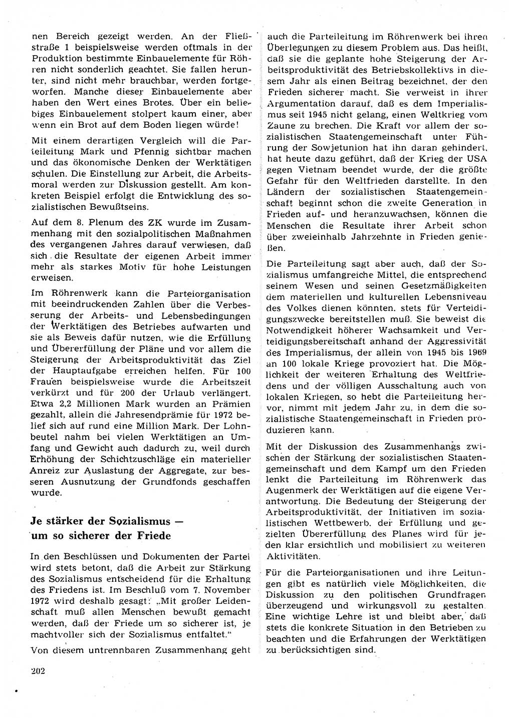 Neuer Weg (NW), Organ des Zentralkomitees (ZK) der SED (Sozialistische Einheitspartei Deutschlands) für Fragen des Parteilebens, 28. Jahrgang [Deutsche Demokratische Republik (DDR)] 1973, Seite 202 (NW ZK SED DDR 1973, S. 202)