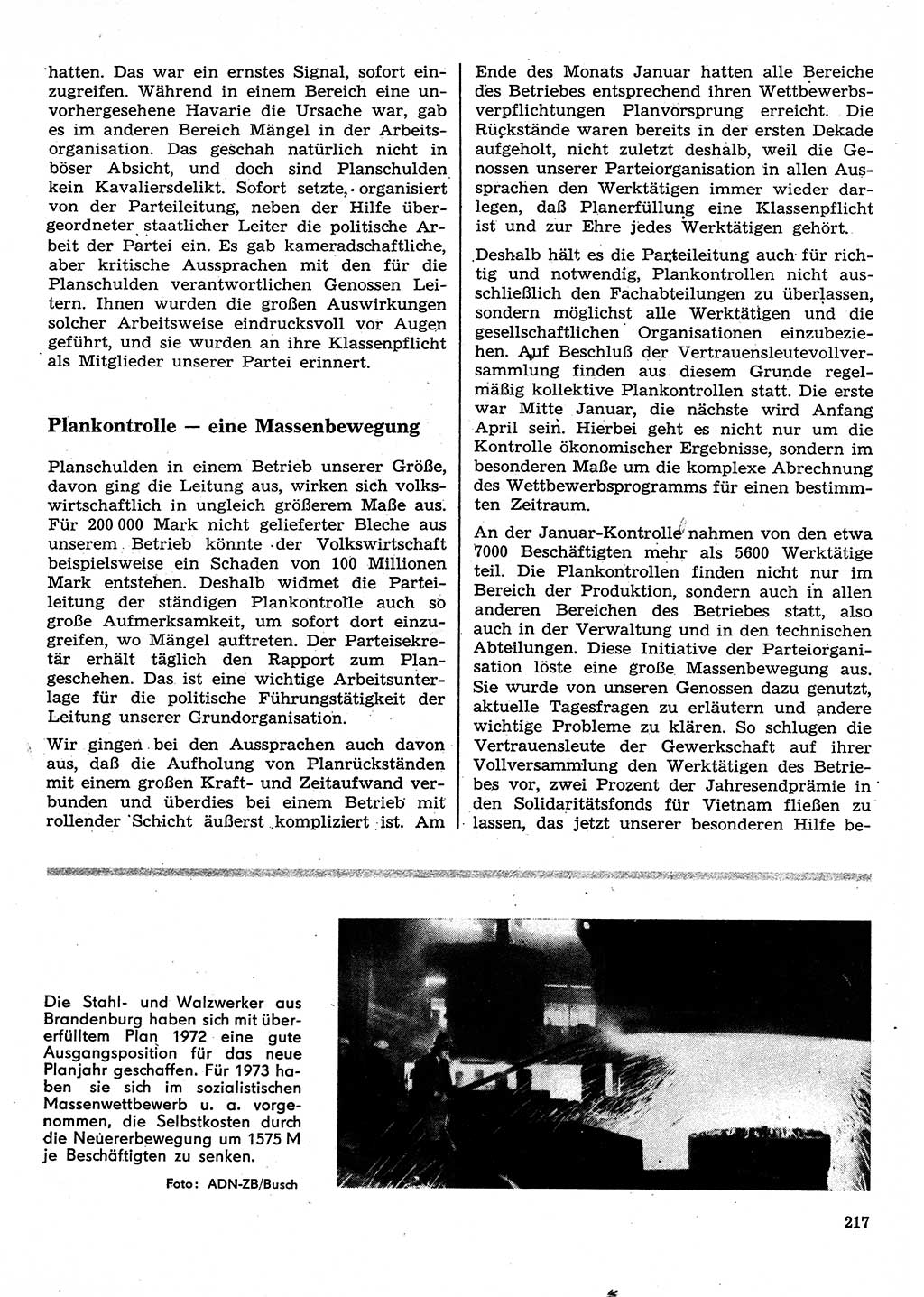 Neuer Weg (NW), Organ des Zentralkomitees (ZK) der SED (Sozialistische Einheitspartei Deutschlands) für Fragen des Parteilebens, 28. Jahrgang [Deutsche Demokratische Republik (DDR)] 1973, Seite 217 (NW ZK SED DDR 1973, S. 217)