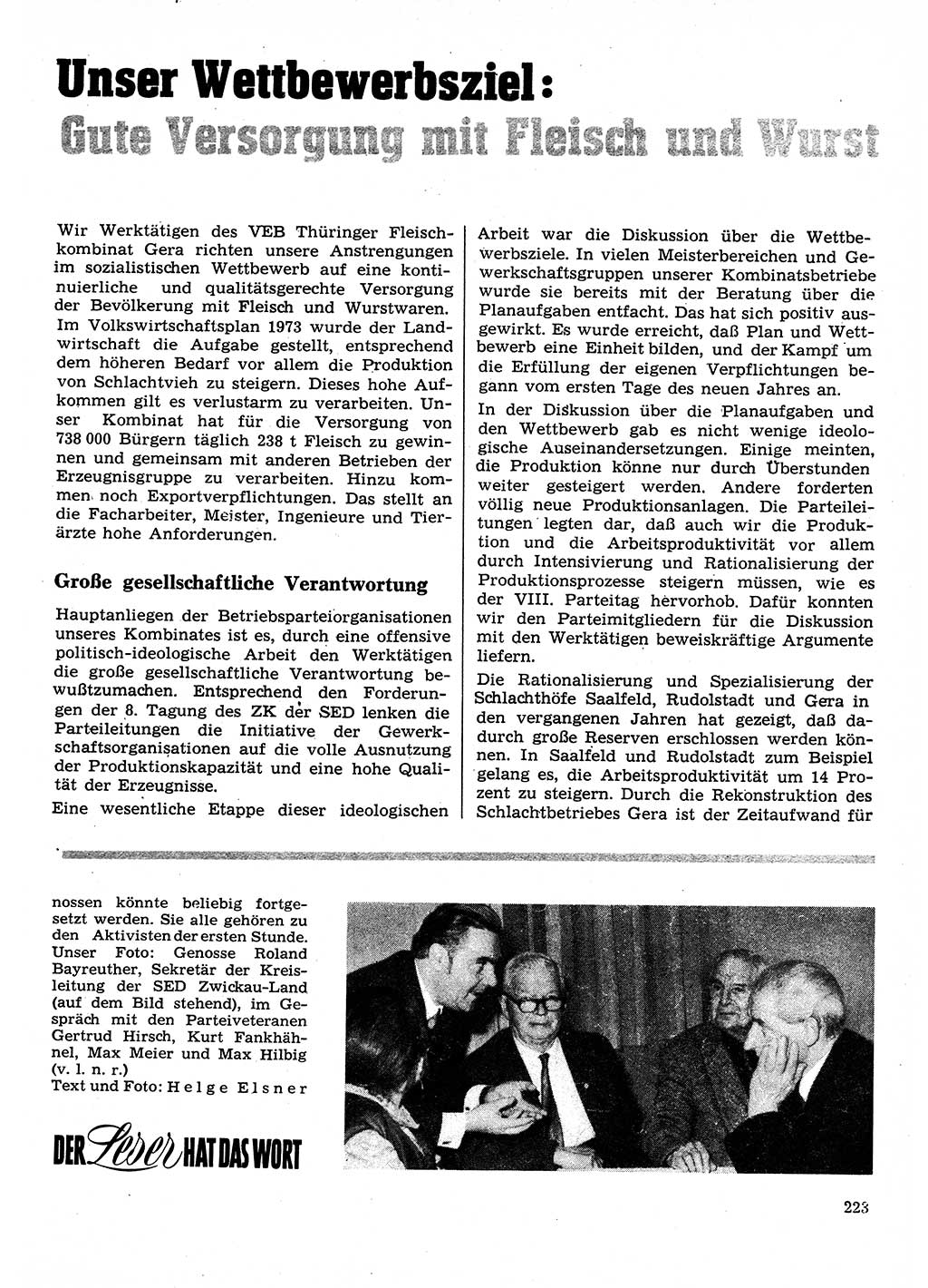 Neuer Weg (NW), Organ des Zentralkomitees (ZK) der SED (Sozialistische Einheitspartei Deutschlands) für Fragen des Parteilebens, 28. Jahrgang [Deutsche Demokratische Republik (DDR)] 1973, Seite 223 (NW ZK SED DDR 1973, S. 223)