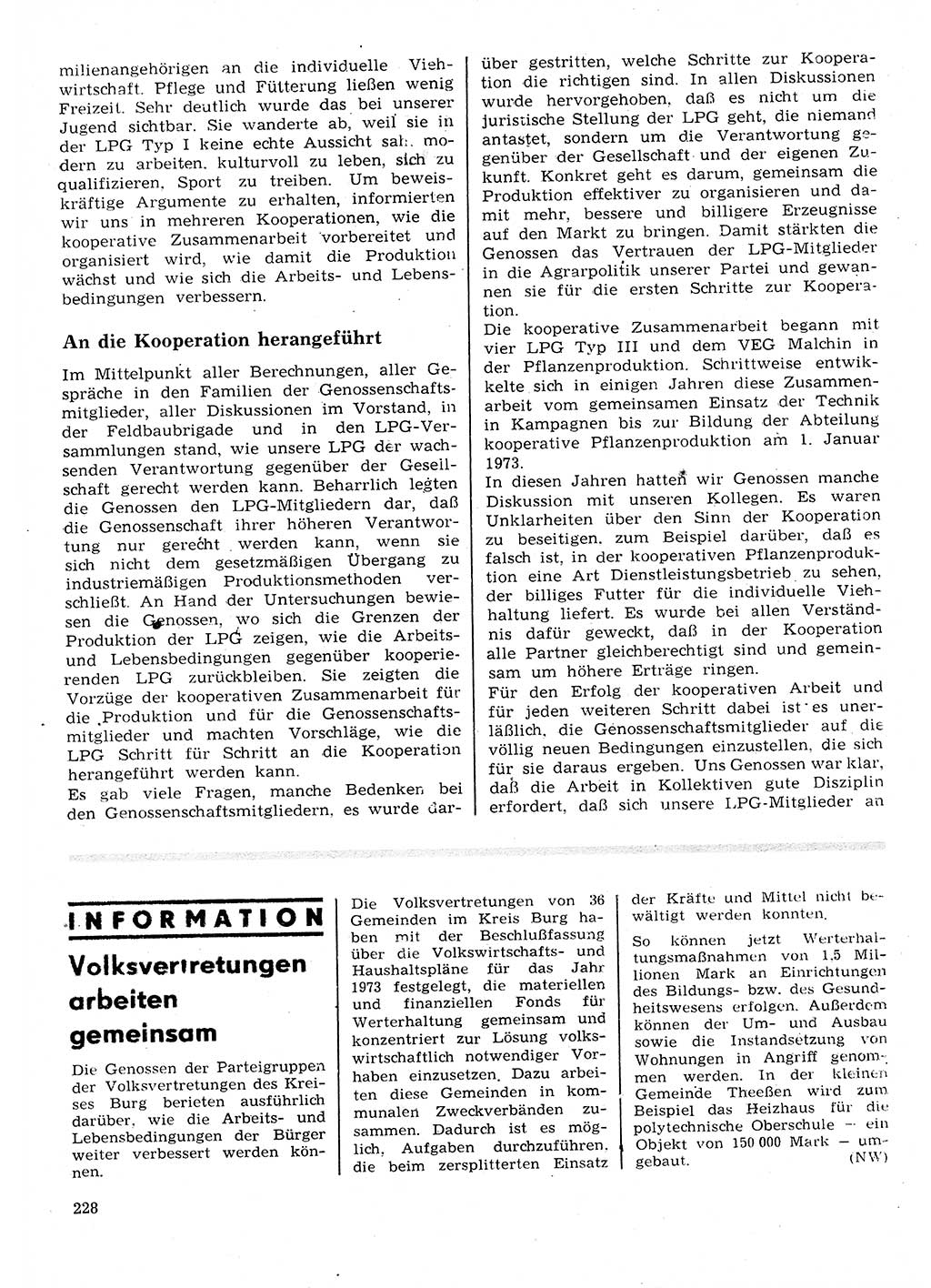 Neuer Weg (NW), Organ des Zentralkomitees (ZK) der SED (Sozialistische Einheitspartei Deutschlands) für Fragen des Parteilebens, 28. Jahrgang [Deutsche Demokratische Republik (DDR)] 1973, Seite 228 (NW ZK SED DDR 1973, S. 228)