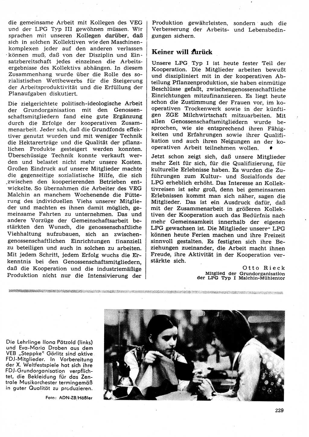 Neuer Weg (NW), Organ des Zentralkomitees (ZK) der SED (Sozialistische Einheitspartei Deutschlands) für Fragen des Parteilebens, 28. Jahrgang [Deutsche Demokratische Republik (DDR)] 1973, Seite 229 (NW ZK SED DDR 1973, S. 229)