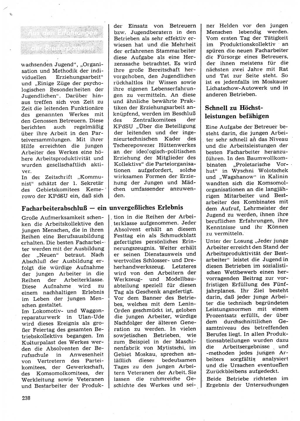 Neuer Weg (NW), Organ des Zentralkomitees (ZK) der SED (Sozialistische Einheitspartei Deutschlands) für Fragen des Parteilebens, 28. Jahrgang [Deutsche Demokratische Republik (DDR)] 1973, Seite 238 (NW ZK SED DDR 1973, S. 238)