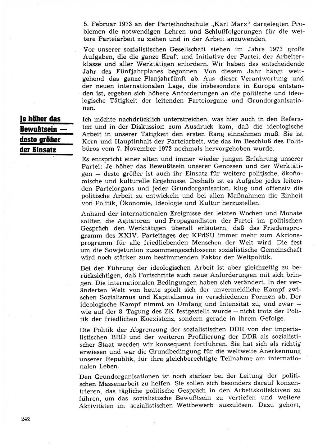 Neuer Weg (NW), Organ des Zentralkomitees (ZK) der SED (Sozialistische Einheitspartei Deutschlands) für Fragen des Parteilebens, 28. Jahrgang [Deutsche Demokratische Republik (DDR)] 1973, Seite 242 (NW ZK SED DDR 1973, S. 242)