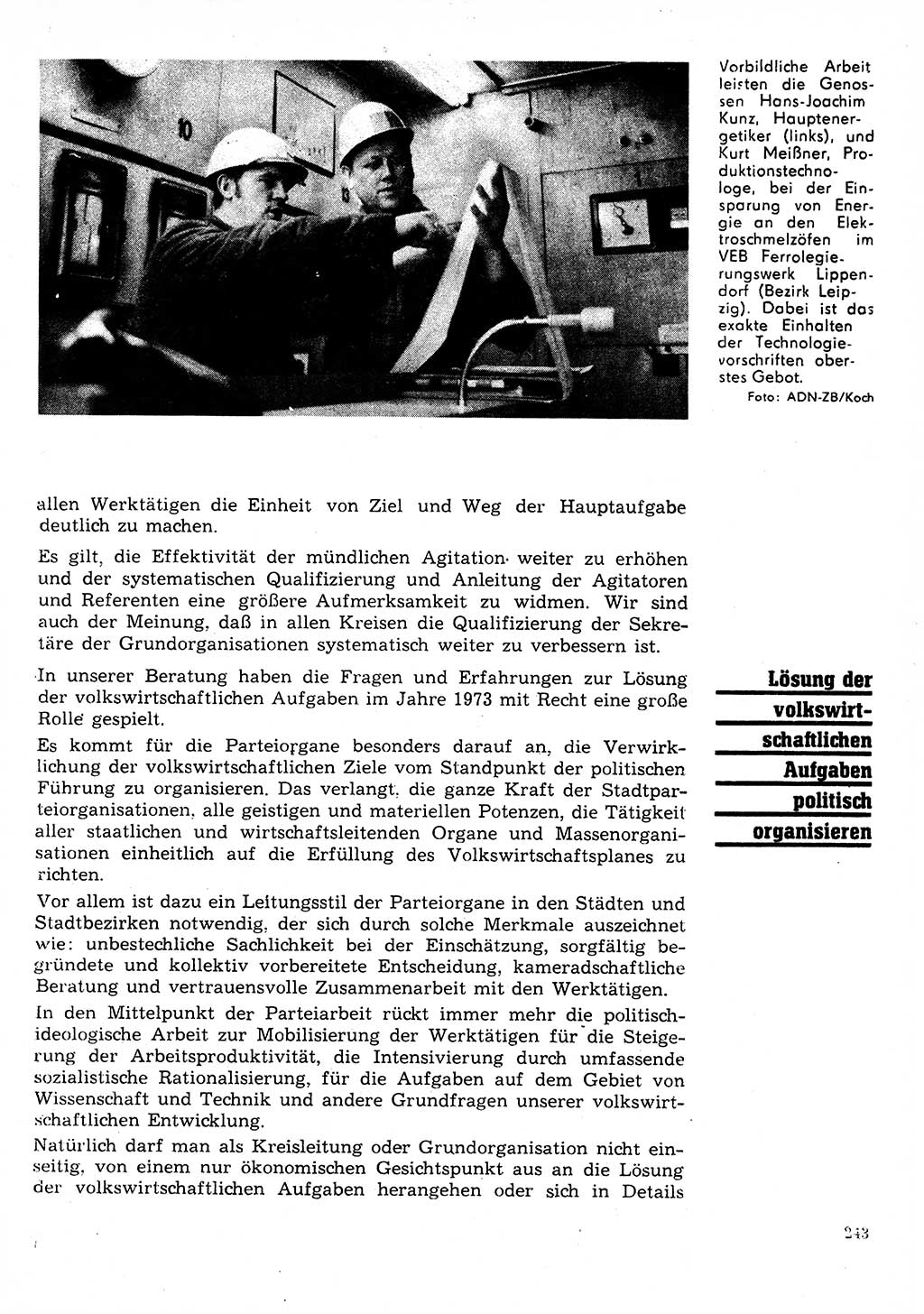 Neuer Weg (NW), Organ des Zentralkomitees (ZK) der SED (Sozialistische Einheitspartei Deutschlands) für Fragen des Parteilebens, 28. Jahrgang [Deutsche Demokratische Republik (DDR)] 1973, Seite 243 (NW ZK SED DDR 1973, S. 243)