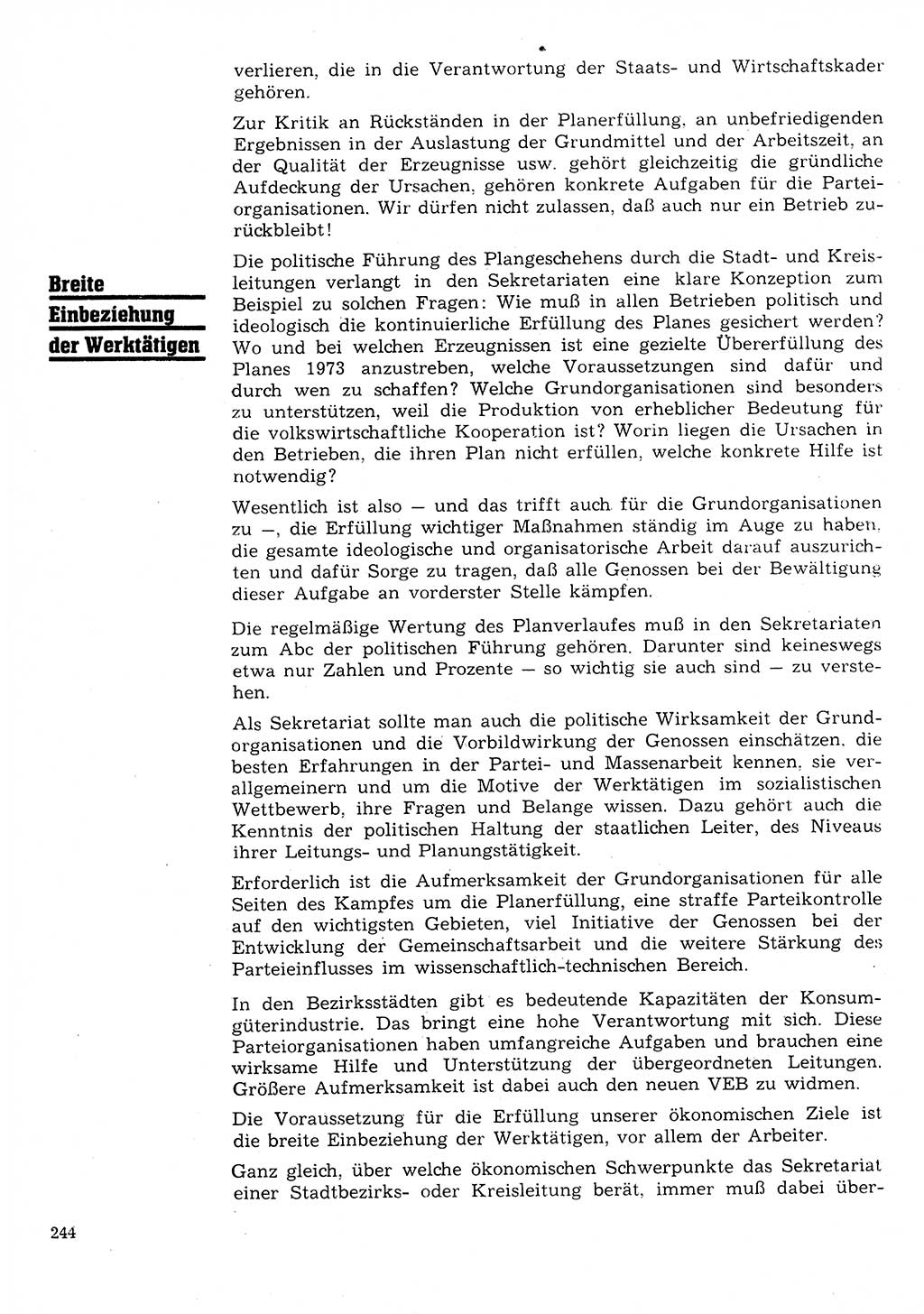 Neuer Weg (NW), Organ des Zentralkomitees (ZK) der SED (Sozialistische Einheitspartei Deutschlands) für Fragen des Parteilebens, 28. Jahrgang [Deutsche Demokratische Republik (DDR)] 1973, Seite 244 (NW ZK SED DDR 1973, S. 244)