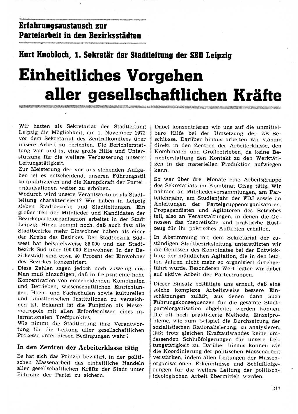Neuer Weg (NW), Organ des Zentralkomitees (ZK) der SED (Sozialistische Einheitspartei Deutschlands) für Fragen des Parteilebens, 28. Jahrgang [Deutsche Demokratische Republik (DDR)] 1973, Seite 247 (NW ZK SED DDR 1973, S. 247)