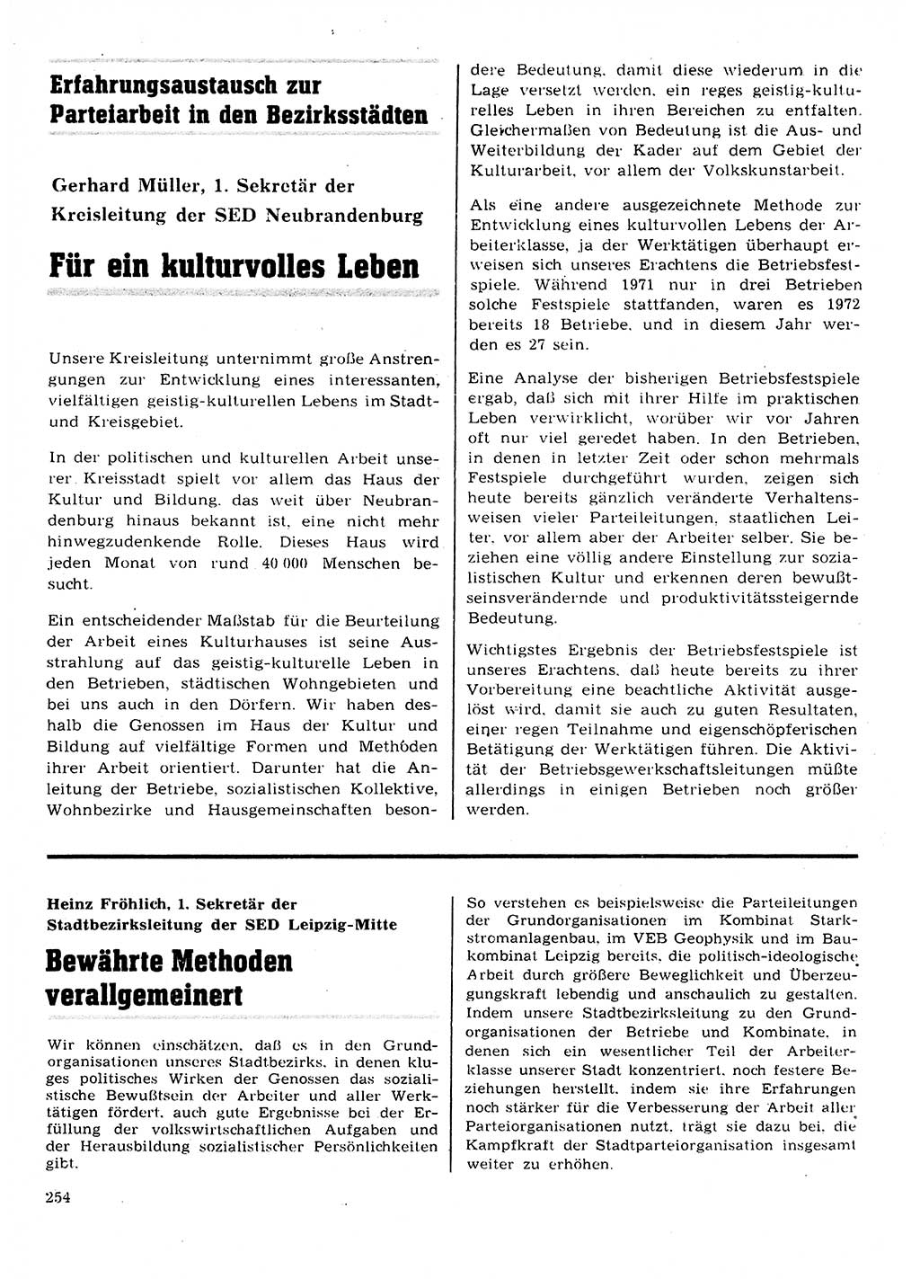 Neuer Weg (NW), Organ des Zentralkomitees (ZK) der SED (Sozialistische Einheitspartei Deutschlands) für Fragen des Parteilebens, 28. Jahrgang [Deutsche Demokratische Republik (DDR)] 1973, Seite 254 (NW ZK SED DDR 1973, S. 254)