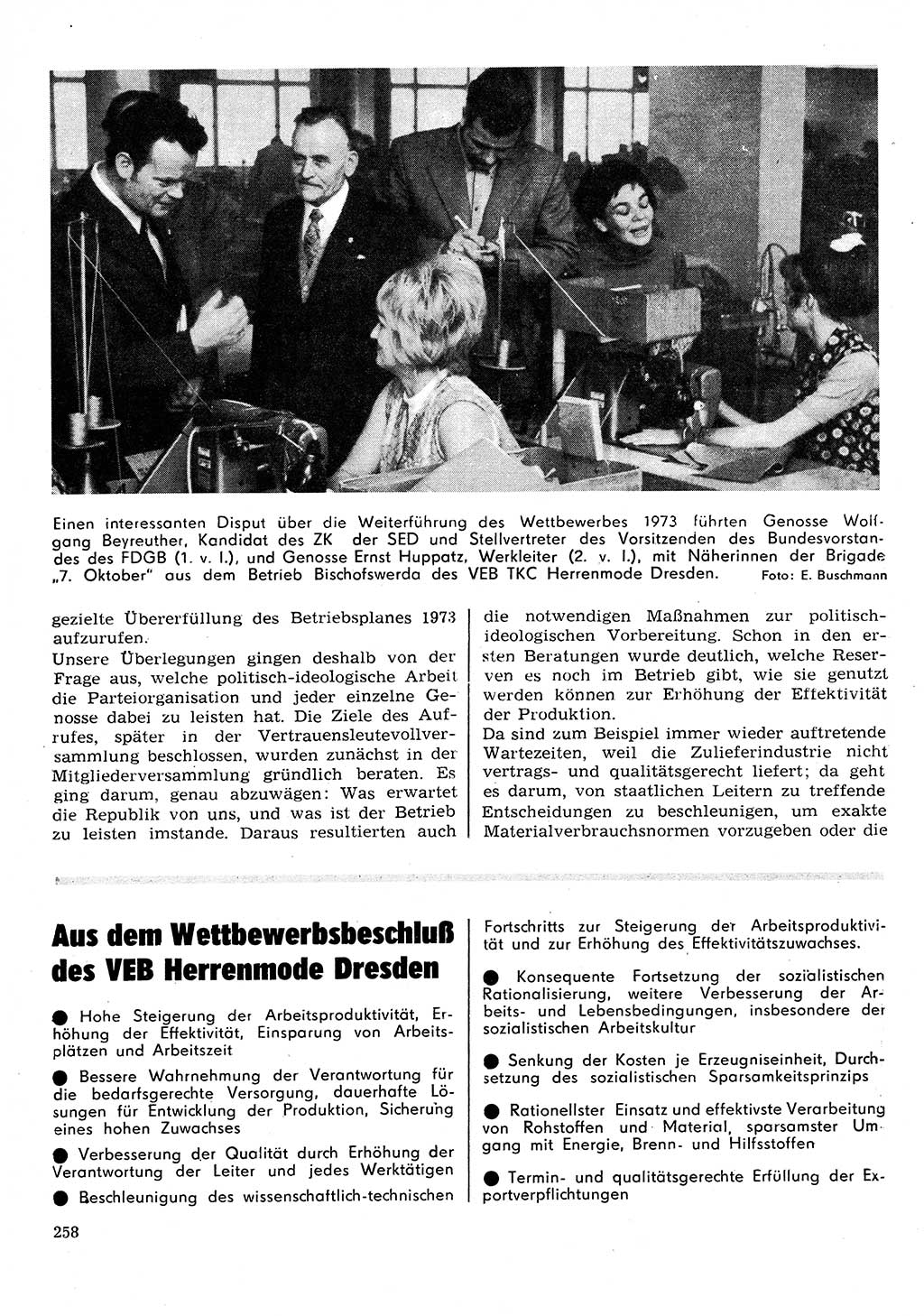 Neuer Weg (NW), Organ des Zentralkomitees (ZK) der SED (Sozialistische Einheitspartei Deutschlands) für Fragen des Parteilebens, 28. Jahrgang [Deutsche Demokratische Republik (DDR)] 1973, Seite 258 (NW ZK SED DDR 1973, S. 258)