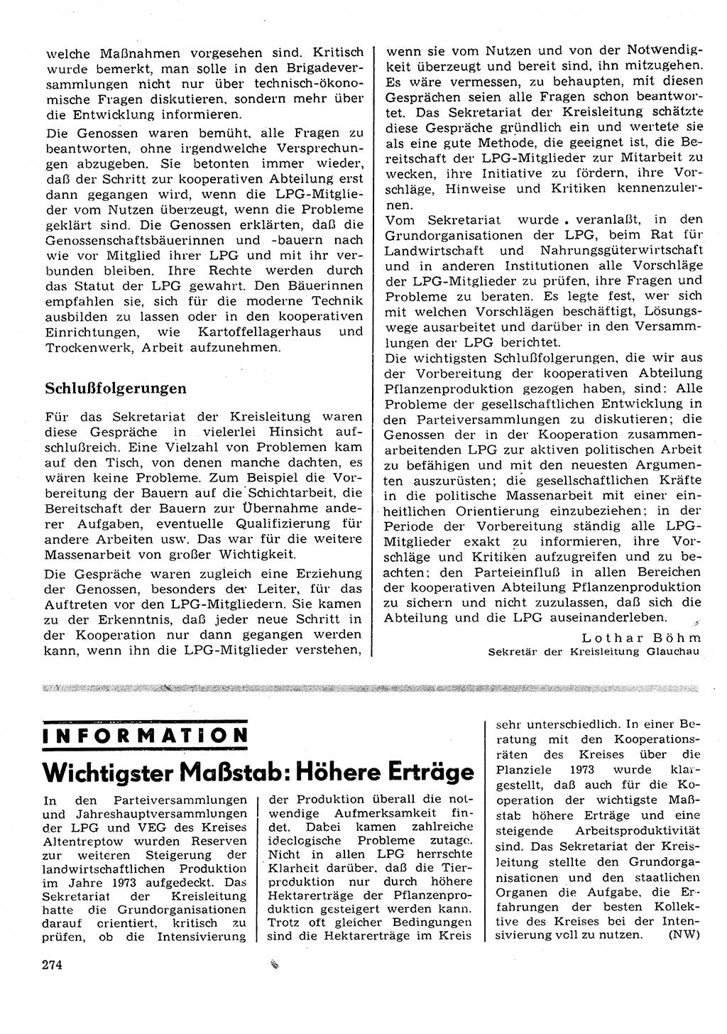 Neuer Weg (NW), Organ des Zentralkomitees (ZK) der SED (Sozialistische Einheitspartei Deutschlands) für Fragen des Parteilebens, 28. Jahrgang [Deutsche Demokratische Republik (DDR)] 1973, Seite 274 (NW ZK SED DDR 1973, S. 274)