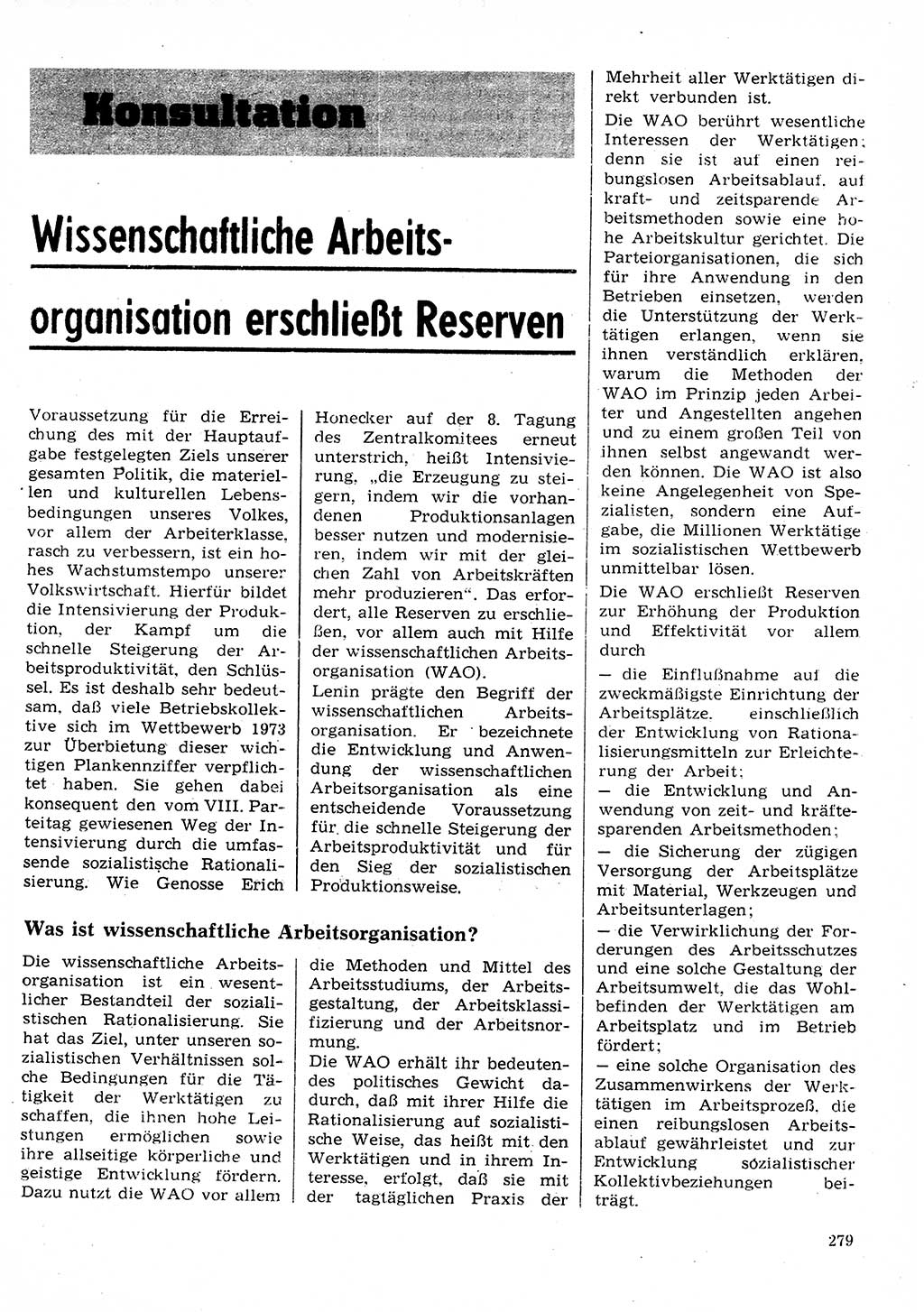 Neuer Weg (NW), Organ des Zentralkomitees (ZK) der SED (Sozialistische Einheitspartei Deutschlands) für Fragen des Parteilebens, 28. Jahrgang [Deutsche Demokratische Republik (DDR)] 1973, Seite 279 (NW ZK SED DDR 1973, S. 279)