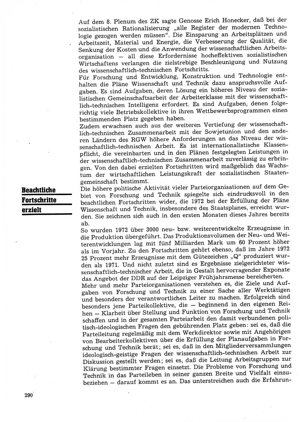 Neuer Weg (NW), Organ des Zentralkomitees (ZK) der SED (Sozialistische Einheitspartei Deutschlands) für Fragen des Parteilebens, 28. Jahrgang [Deutsche Demokratische Republik (DDR)] 1973, Seite 290 (NW ZK SED DDR 1973, S. 290)
