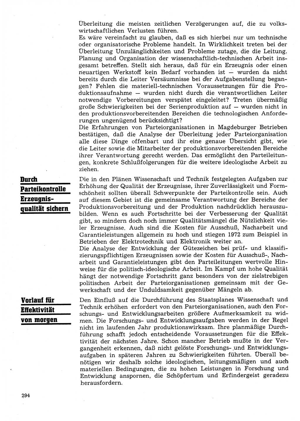 Neuer Weg (NW), Organ des Zentralkomitees (ZK) der SED (Sozialistische Einheitspartei Deutschlands) für Fragen des Parteilebens, 28. Jahrgang [Deutsche Demokratische Republik (DDR)] 1973, Seite 294 (NW ZK SED DDR 1973, S. 294)