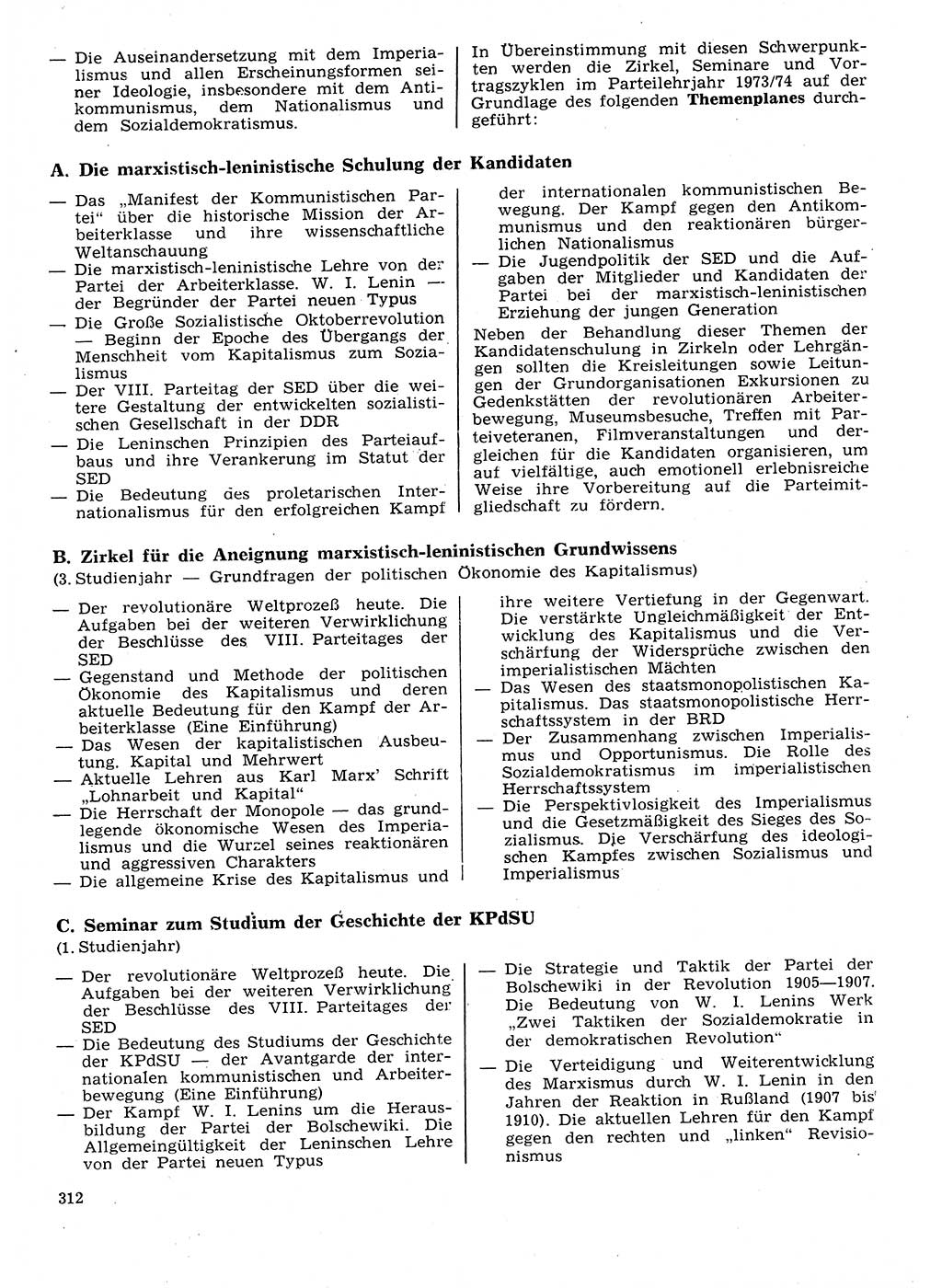 Neuer Weg (NW), Organ des Zentralkomitees (ZK) der SED (Sozialistische Einheitspartei Deutschlands) für Fragen des Parteilebens, 28. Jahrgang [Deutsche Demokratische Republik (DDR)] 1973, Seite 312 (NW ZK SED DDR 1973, S. 312)