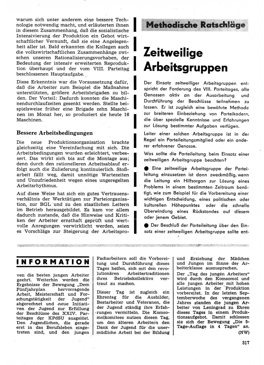 Neuer Weg (NW), Organ des Zentralkomitees (ZK) der SED (Sozialistische Einheitspartei Deutschlands) für Fragen des Parteilebens, 28. Jahrgang [Deutsche Demokratische Republik (DDR)] 1973, Seite 317 (NW ZK SED DDR 1973, S. 317)