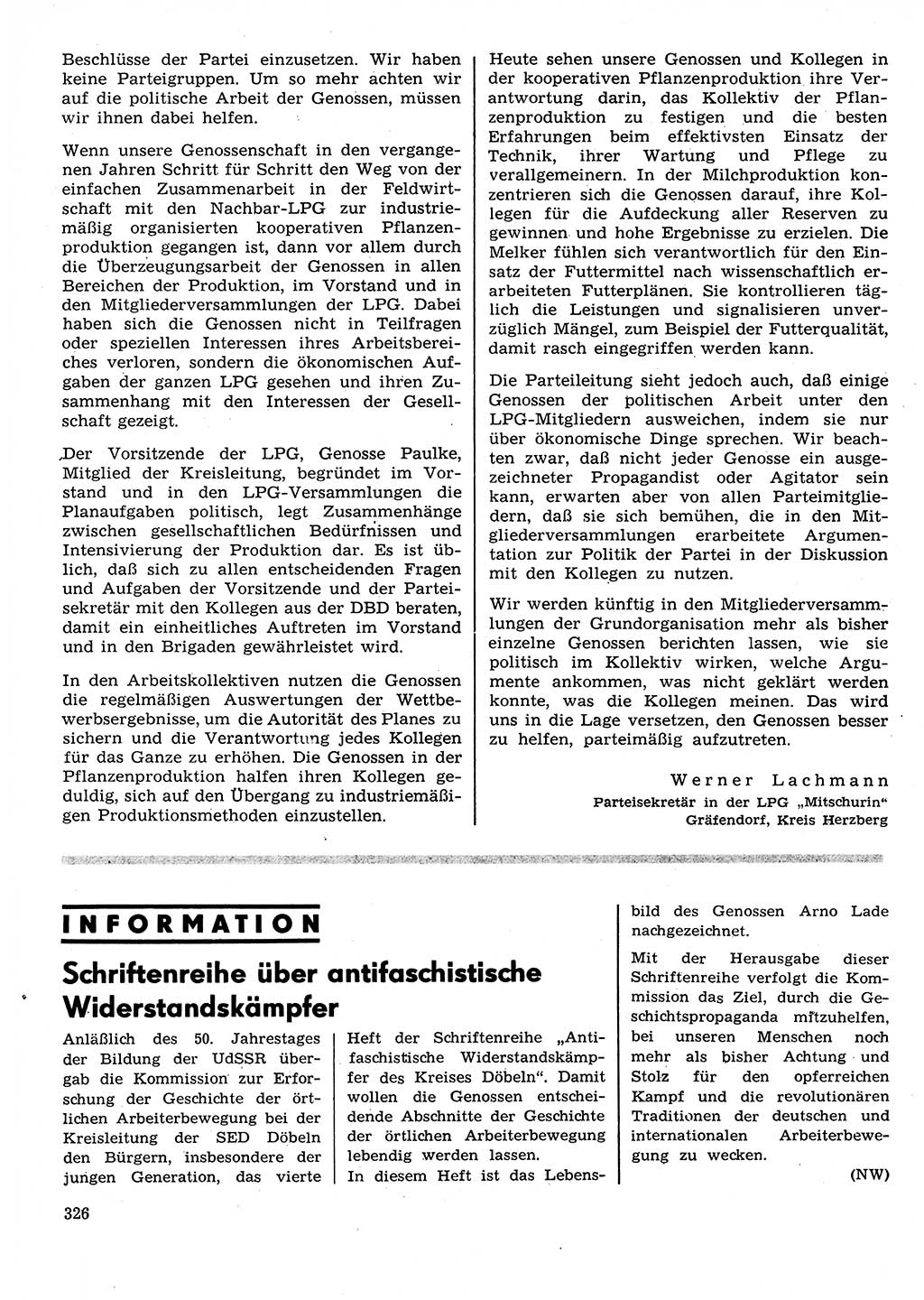 Neuer Weg (NW), Organ des Zentralkomitees (ZK) der SED (Sozialistische Einheitspartei Deutschlands) für Fragen des Parteilebens, 28. Jahrgang [Deutsche Demokratische Republik (DDR)] 1973, Seite 326 (NW ZK SED DDR 1973, S. 326)
