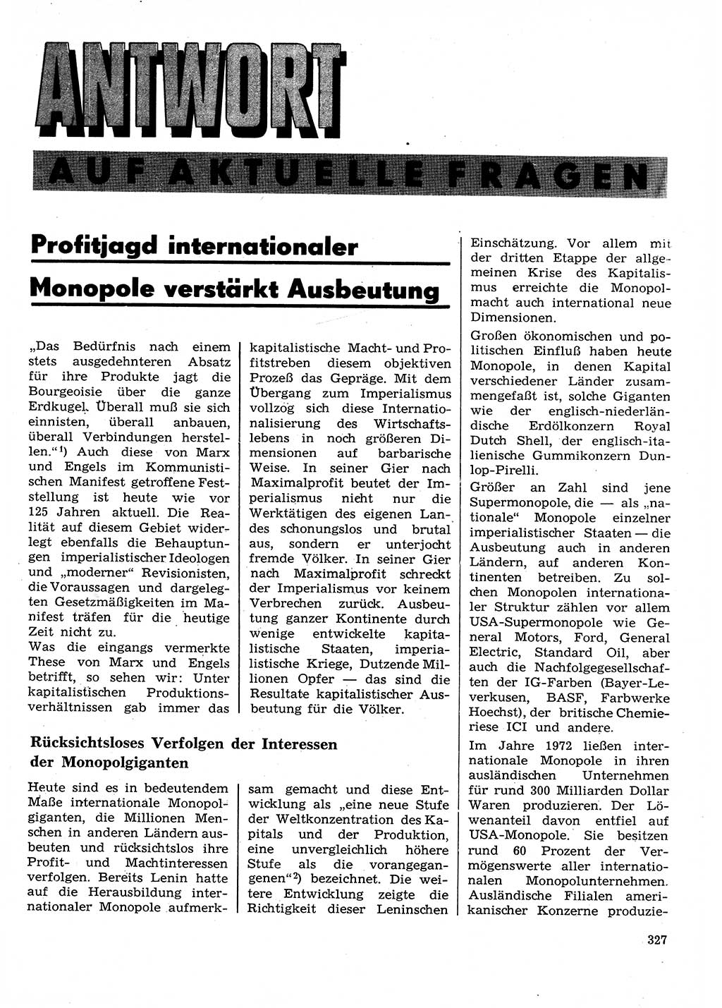 Neuer Weg (NW), Organ des Zentralkomitees (ZK) der SED (Sozialistische Einheitspartei Deutschlands) für Fragen des Parteilebens, 28. Jahrgang [Deutsche Demokratische Republik (DDR)] 1973, Seite 327 (NW ZK SED DDR 1973, S. 327)