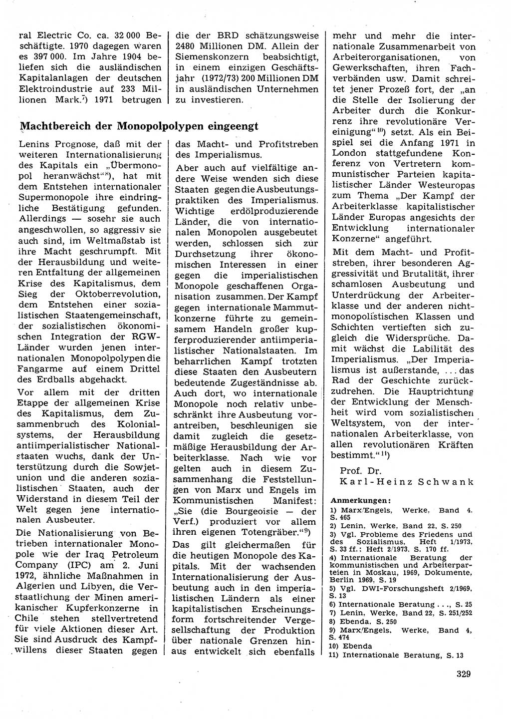Neuer Weg (NW), Organ des Zentralkomitees (ZK) der SED (Sozialistische Einheitspartei Deutschlands) für Fragen des Parteilebens, 28. Jahrgang [Deutsche Demokratische Republik (DDR)] 1973, Seite 329 (NW ZK SED DDR 1973, S. 329)
