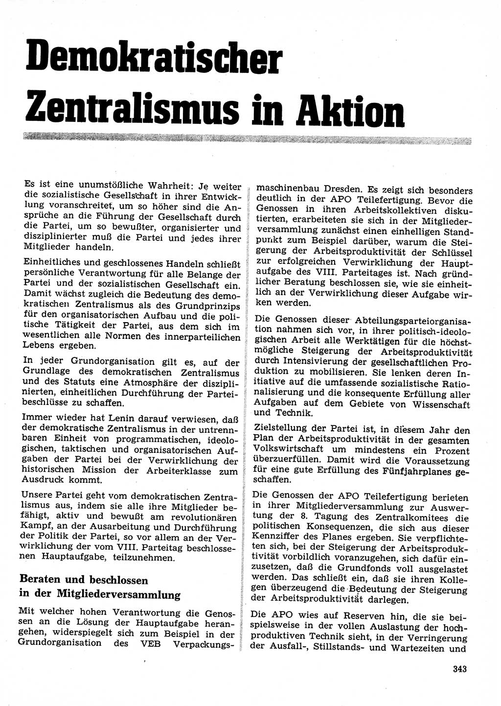 Neuer Weg (NW), Organ des Zentralkomitees (ZK) der SED (Sozialistische Einheitspartei Deutschlands) für Fragen des Parteilebens, 28. Jahrgang [Deutsche Demokratische Republik (DDR)] 1973, Seite 343 (NW ZK SED DDR 1973, S. 343)