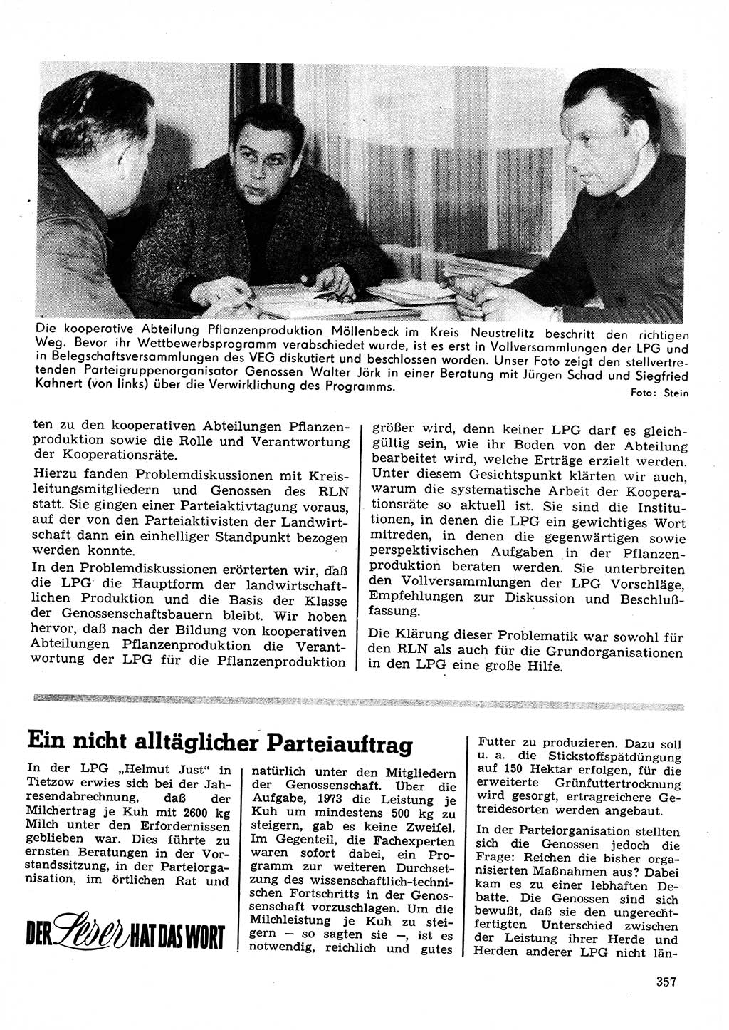 Neuer Weg (NW), Organ des Zentralkomitees (ZK) der SED (Sozialistische Einheitspartei Deutschlands) für Fragen des Parteilebens, 28. Jahrgang [Deutsche Demokratische Republik (DDR)] 1973, Seite 357 (NW ZK SED DDR 1973, S. 357)