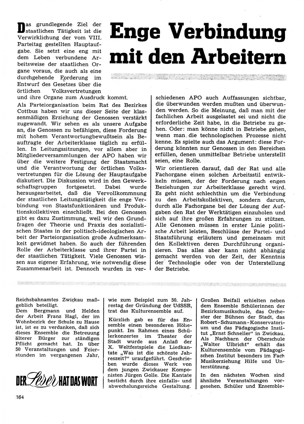 Neuer Weg (NW), Organ des Zentralkomitees (ZK) der SED (Sozialistische Einheitspartei Deutschlands) für Fragen des Parteilebens, 28. Jahrgang [Deutsche Demokratische Republik (DDR)] 1973, Seite 364 (NW ZK SED DDR 1973, S. 364)