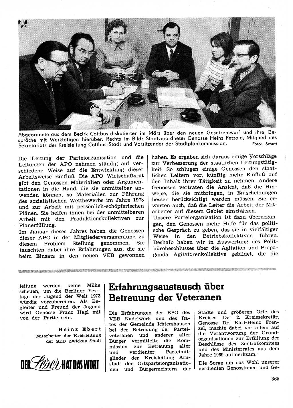 Neuer Weg (NW), Organ des Zentralkomitees (ZK) der SED (Sozialistische Einheitspartei Deutschlands) für Fragen des Parteilebens, 28. Jahrgang [Deutsche Demokratische Republik (DDR)] 1973, Seite 365 (NW ZK SED DDR 1973, S. 365)