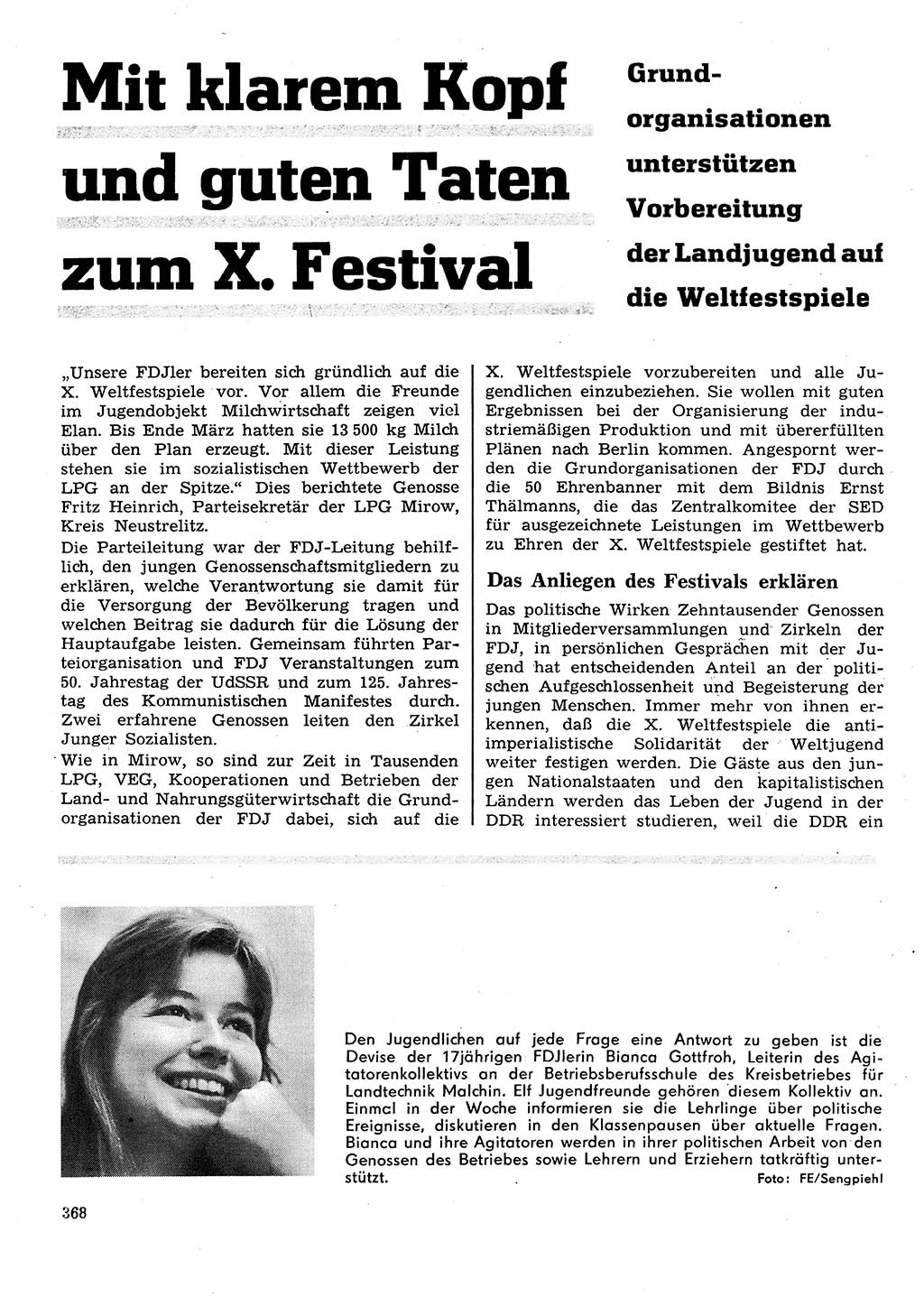 Neuer Weg (NW), Organ des Zentralkomitees (ZK) der SED (Sozialistische Einheitspartei Deutschlands) für Fragen des Parteilebens, 28. Jahrgang [Deutsche Demokratische Republik (DDR)] 1973, Seite 368 (NW ZK SED DDR 1973, S. 368)