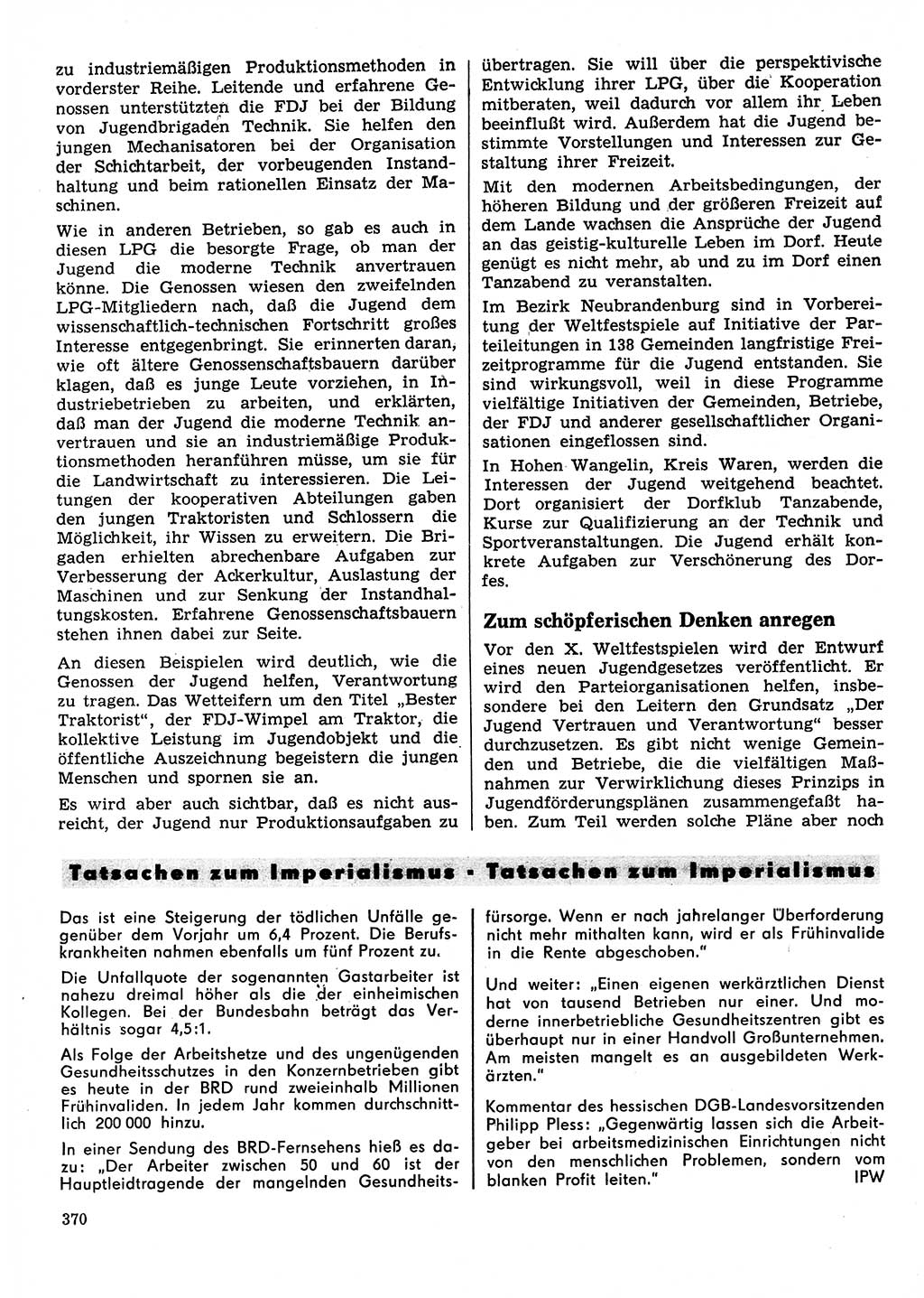 Neuer Weg (NW), Organ des Zentralkomitees (ZK) der SED (Sozialistische Einheitspartei Deutschlands) für Fragen des Parteilebens, 28. Jahrgang [Deutsche Demokratische Republik (DDR)] 1973, Seite 370 (NW ZK SED DDR 1973, S. 370)