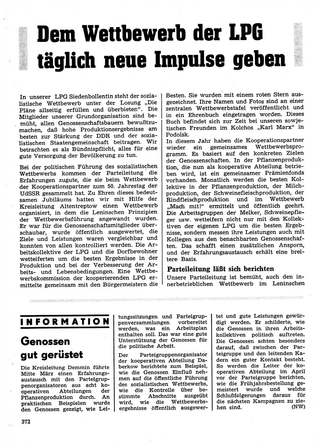 Neuer Weg (NW), Organ des Zentralkomitees (ZK) der SED (Sozialistische Einheitspartei Deutschlands) für Fragen des Parteilebens, 28. Jahrgang [Deutsche Demokratische Republik (DDR)] 1973, Seite 372 (NW ZK SED DDR 1973, S. 372)