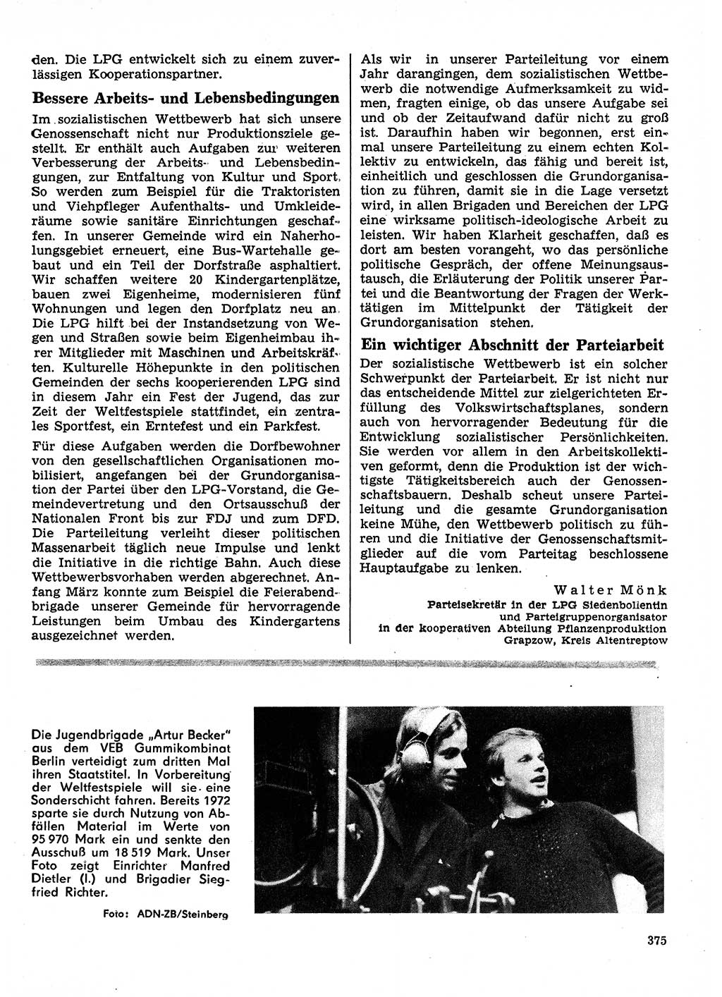 Neuer Weg (NW), Organ des Zentralkomitees (ZK) der SED (Sozialistische Einheitspartei Deutschlands) für Fragen des Parteilebens, 28. Jahrgang [Deutsche Demokratische Republik (DDR)] 1973, Seite 375 (NW ZK SED DDR 1973, S. 375)