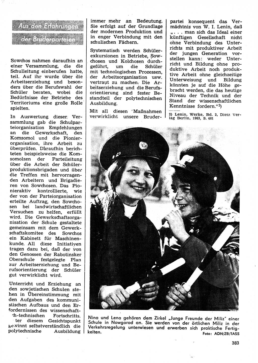 Neuer Weg (NW), Organ des Zentralkomitees (ZK) der SED (Sozialistische Einheitspartei Deutschlands) für Fragen des Parteilebens, 28. Jahrgang [Deutsche Demokratische Republik (DDR)] 1973, Seite 383 (NW ZK SED DDR 1973, S. 383)