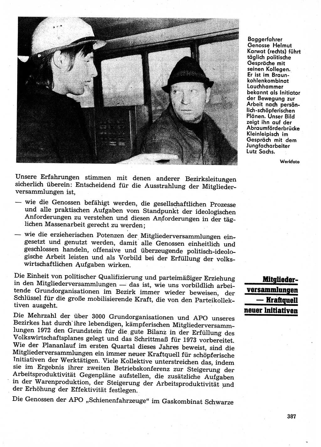 Neuer Weg (NW), Organ des Zentralkomitees (ZK) der SED (Sozialistische Einheitspartei Deutschlands) für Fragen des Parteilebens, 28. Jahrgang [Deutsche Demokratische Republik (DDR)] 1973, Seite 387 (NW ZK SED DDR 1973, S. 387)
