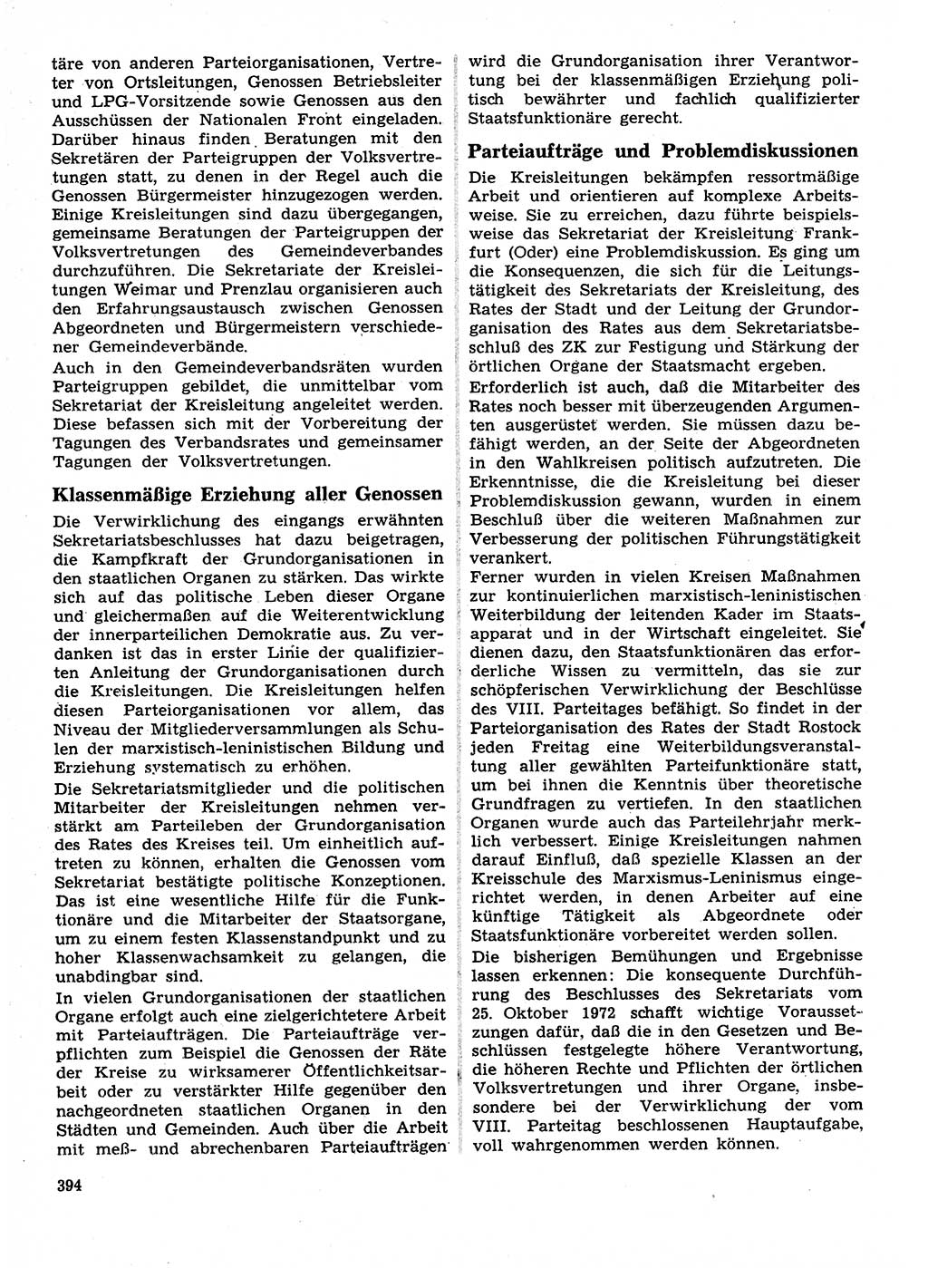 Neuer Weg (NW), Organ des Zentralkomitees (ZK) der SED (Sozialistische Einheitspartei Deutschlands) für Fragen des Parteilebens, 28. Jahrgang [Deutsche Demokratische Republik (DDR)] 1973, Seite 394 (NW ZK SED DDR 1973, S. 394)