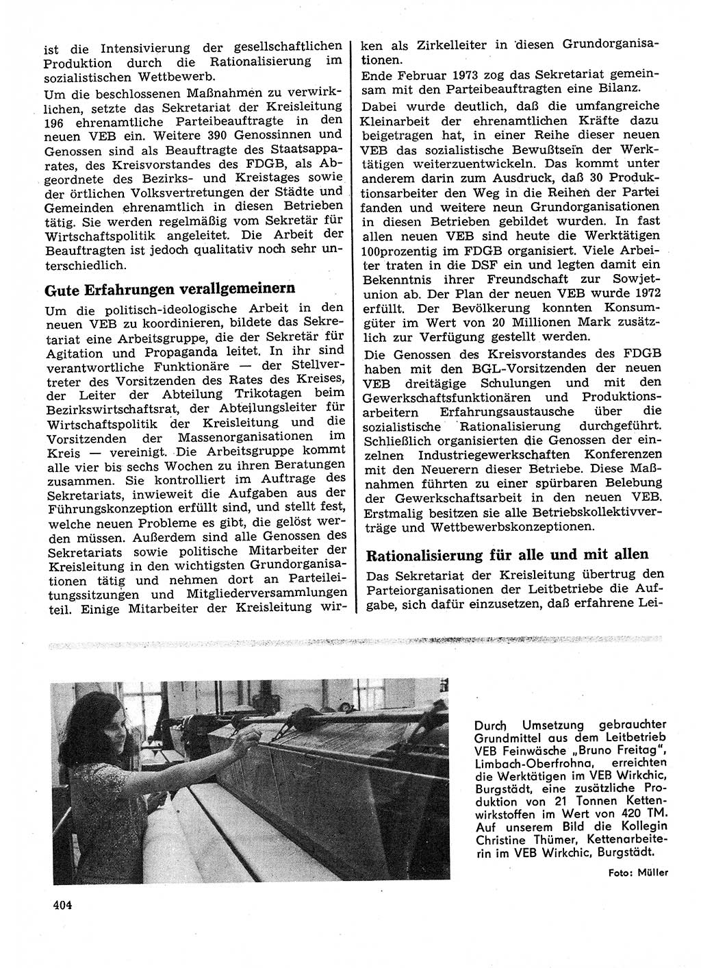 Neuer Weg (NW), Organ des Zentralkomitees (ZK) der SED (Sozialistische Einheitspartei Deutschlands) für Fragen des Parteilebens, 28. Jahrgang [Deutsche Demokratische Republik (DDR)] 1973, Seite 404 (NW ZK SED DDR 1973, S. 404)