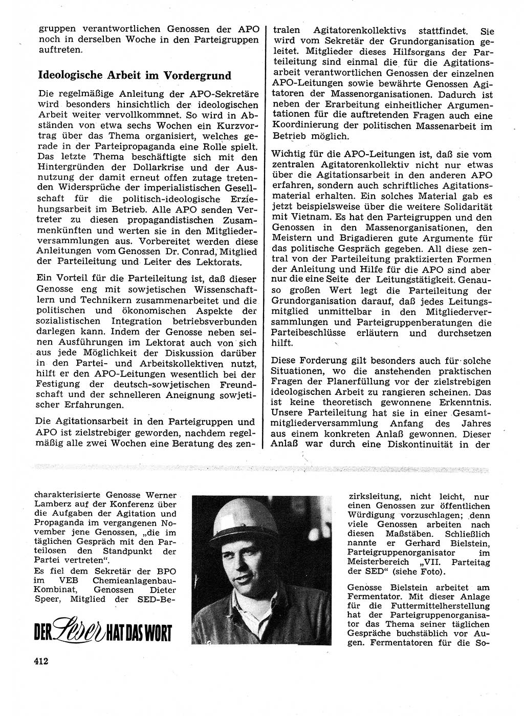 Neuer Weg (NW), Organ des Zentralkomitees (ZK) der SED (Sozialistische Einheitspartei Deutschlands) für Fragen des Parteilebens, 28. Jahrgang [Deutsche Demokratische Republik (DDR)] 1973, Seite 412 (NW ZK SED DDR 1973, S. 412)