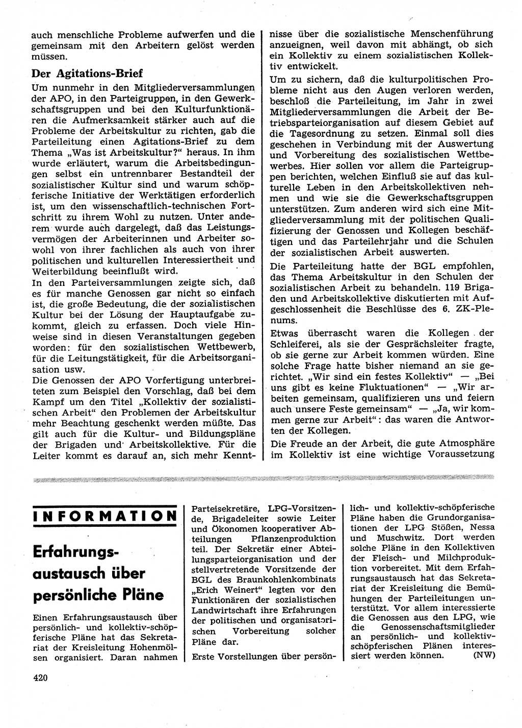 Neuer Weg (NW), Organ des Zentralkomitees (ZK) der SED (Sozialistische Einheitspartei Deutschlands) für Fragen des Parteilebens, 28. Jahrgang [Deutsche Demokratische Republik (DDR)] 1973, Seite 420 (NW ZK SED DDR 1973, S. 420)