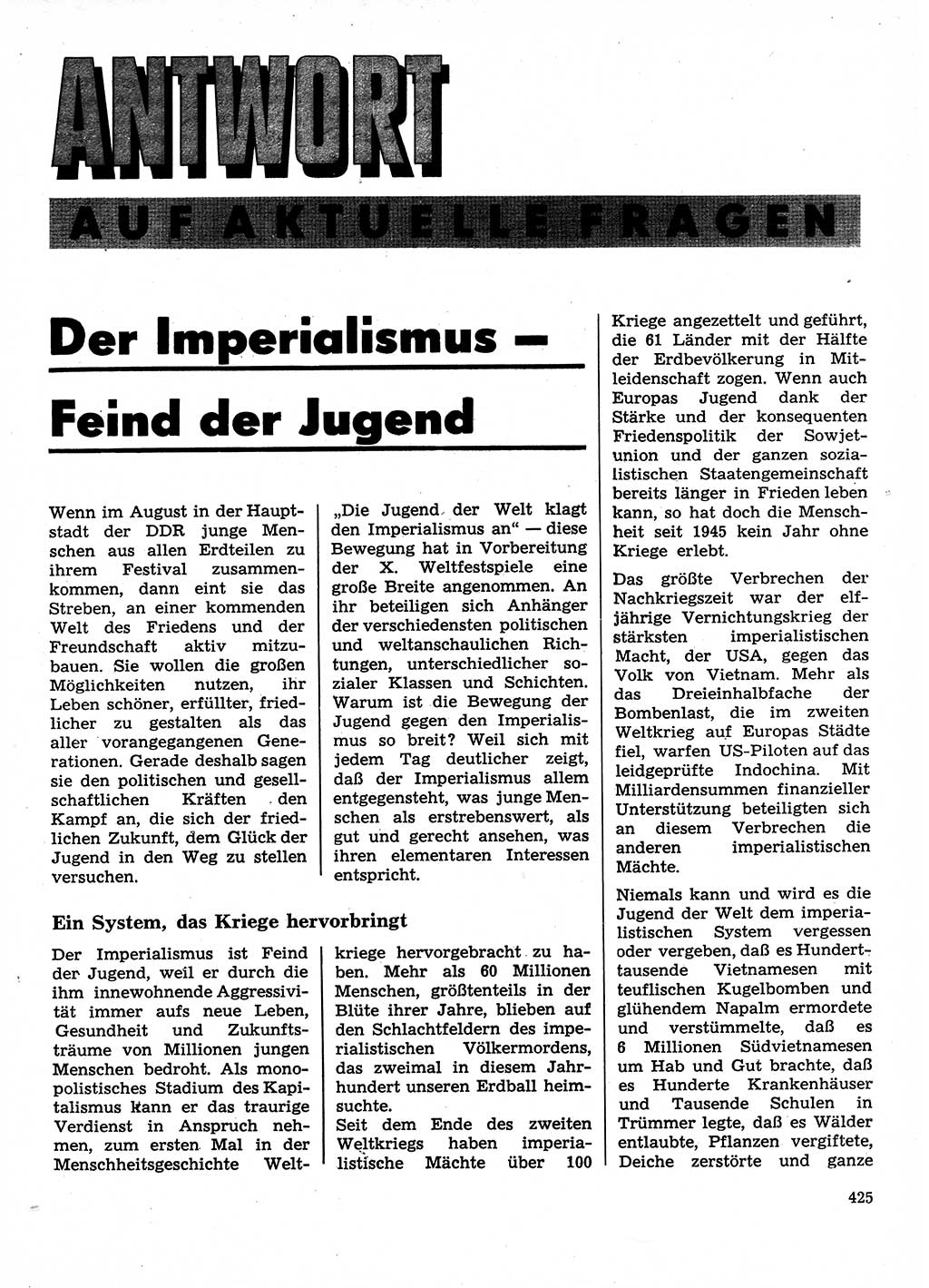 Neuer Weg (NW), Organ des Zentralkomitees (ZK) der SED (Sozialistische Einheitspartei Deutschlands) für Fragen des Parteilebens, 28. Jahrgang [Deutsche Demokratische Republik (DDR)] 1973, Seite 425 (NW ZK SED DDR 1973, S. 425)