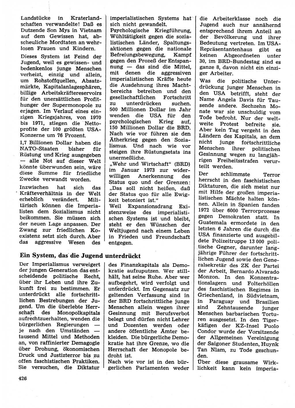 Neuer Weg (NW), Organ des Zentralkomitees (ZK) der SED (Sozialistische Einheitspartei Deutschlands) für Fragen des Parteilebens, 28. Jahrgang [Deutsche Demokratische Republik (DDR)] 1973, Seite 426 (NW ZK SED DDR 1973, S. 426)