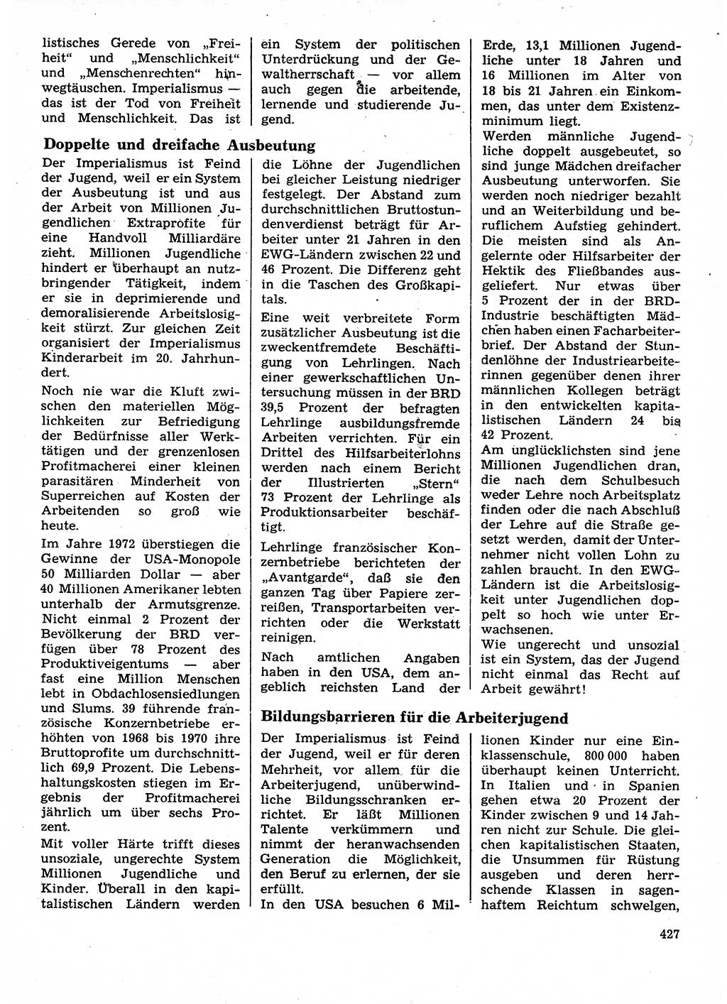 Neuer Weg (NW), Organ des Zentralkomitees (ZK) der SED (Sozialistische Einheitspartei Deutschlands) für Fragen des Parteilebens, 28. Jahrgang [Deutsche Demokratische Republik (DDR)] 1973, Seite 427 (NW ZK SED DDR 1973, S. 427)