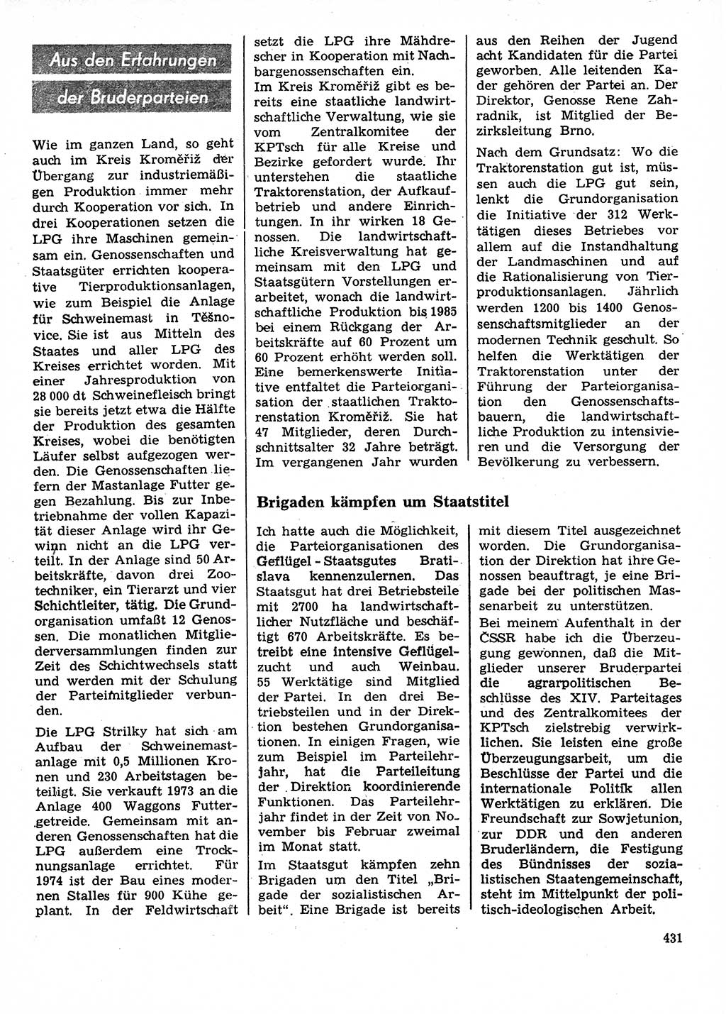 Neuer Weg (NW), Organ des Zentralkomitees (ZK) der SED (Sozialistische Einheitspartei Deutschlands) für Fragen des Parteilebens, 28. Jahrgang [Deutsche Demokratische Republik (DDR)] 1973, Seite 431 (NW ZK SED DDR 1973, S. 431)