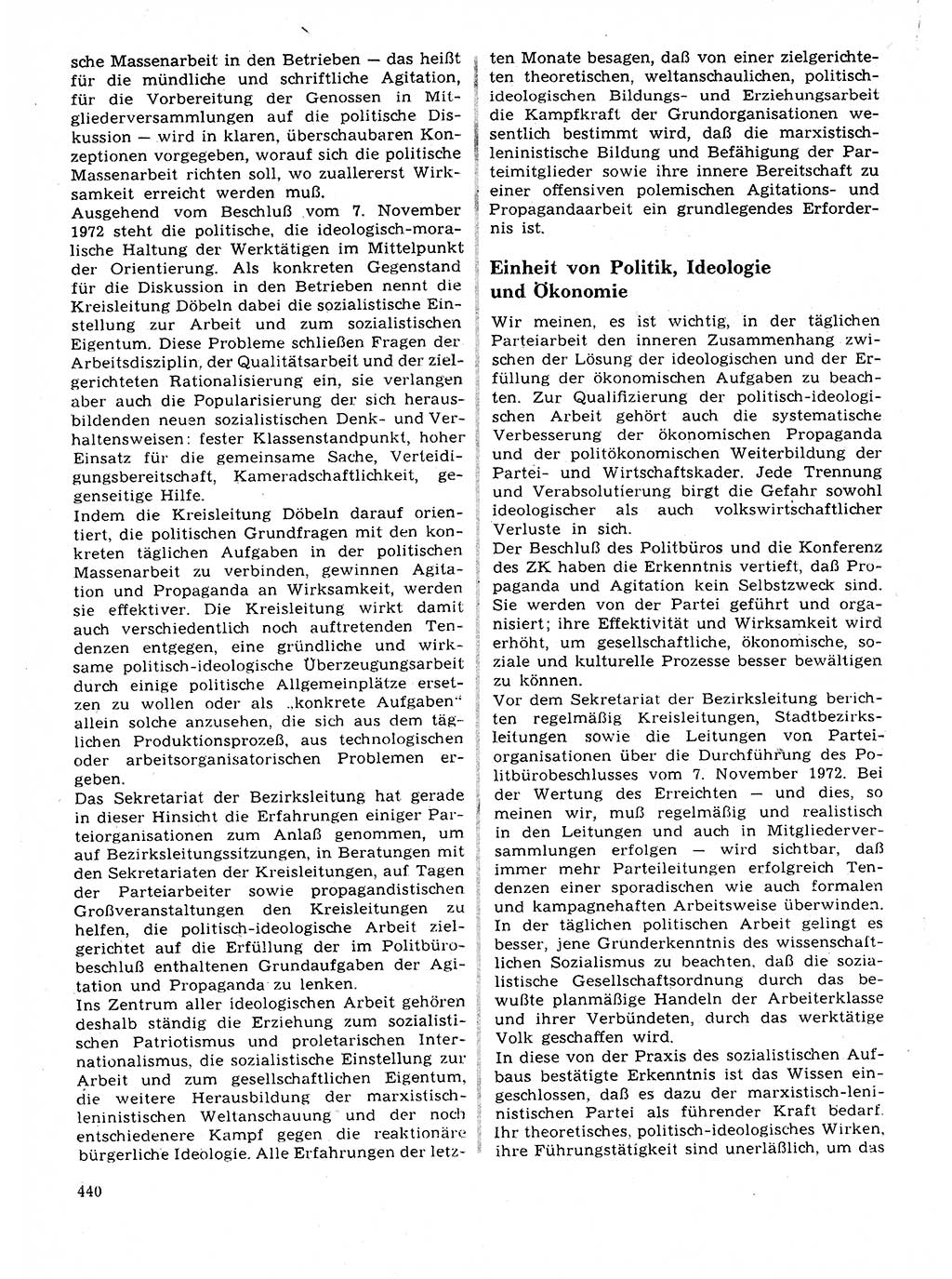 Neuer Weg (NW), Organ des Zentralkomitees (ZK) der SED (Sozialistische Einheitspartei Deutschlands) für Fragen des Parteilebens, 28. Jahrgang [Deutsche Demokratische Republik (DDR)] 1973, Seite 440 (NW ZK SED DDR 1973, S. 440)